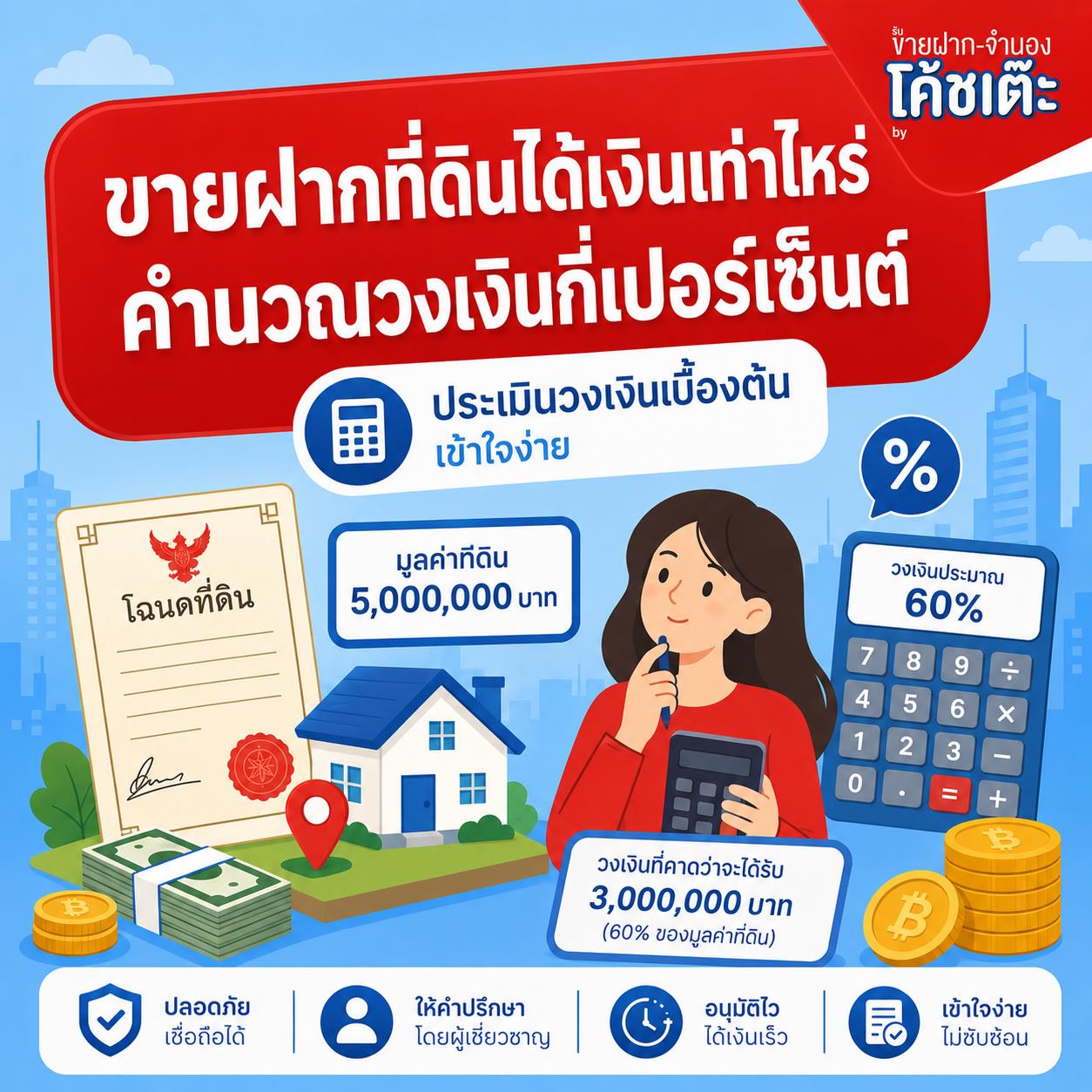 ขายฝากที่ดินได้เงินเท่าไหร่ พร้อมตัวอย่างวงเงินจริง