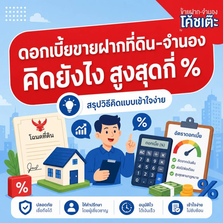 ดอกเบี้ยขายฝากที่ดิน-จำนอง คิดยังไง สูงสุดกี่ %